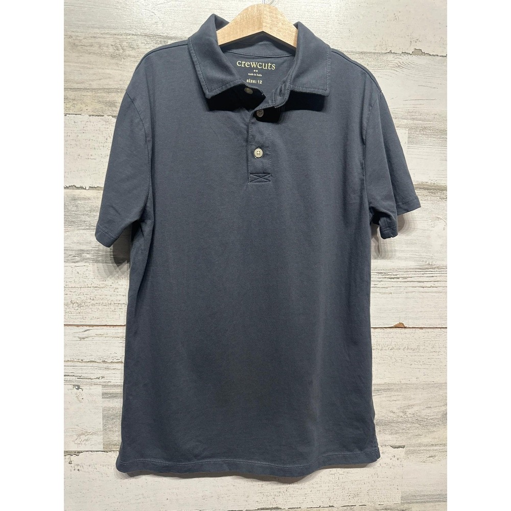 Crewcuts Polo Shirt Boys 12 Charcoal Grey Short Sleeve Cotton EUC‎